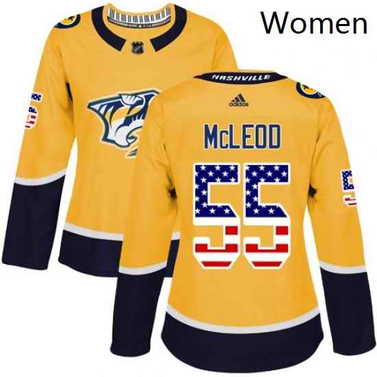 Womens Adidas Nashville Predators 55 Cody McLeod Authentic Gold USA Flag Fashion NHL Jersey